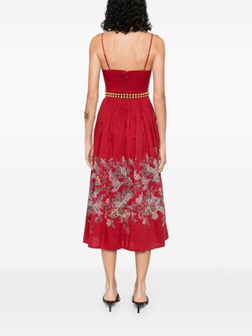 zimmermann rhiannon corset midi dress Zimmermann Rhiannon Corset Midi Dress  Red Multi Paisley From the Summer  Swim 2025 Collection: A 100% cotton midi with a structured bodice, gathered  waist, and flowing lined skirt. Perfect for beachside