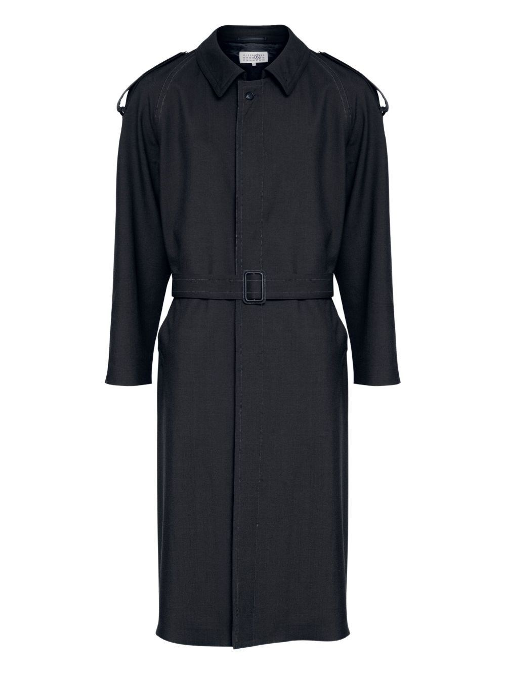 【定価13万】19AW MM6 docking Check wrap coat Mm6 Maison Margiela Wool trench coat for Men - US | Al Duca d'Aosta