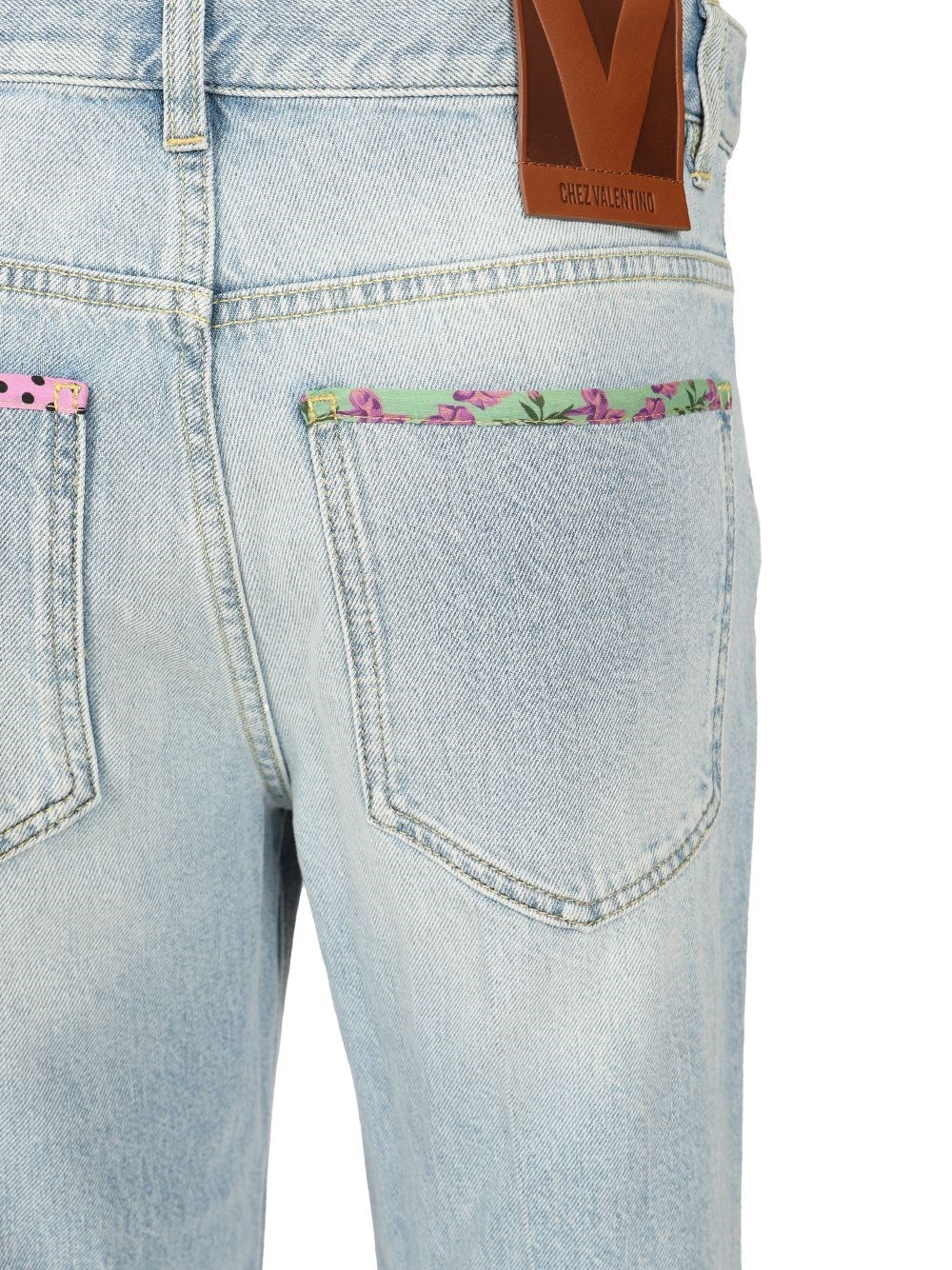Valentino Garavani Denim trousers with embroidered flower trim for