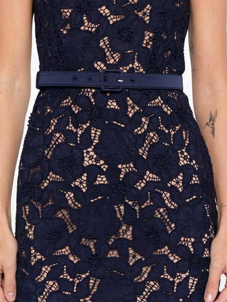 chinese dress ladies Blue Fine Lace Midi Dress – self-portrait-US