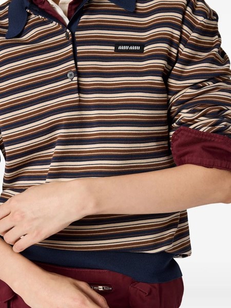 MIU MIU】Strech Cloth Stripe Shirts Miu Miu Stretch Fabric Shirt