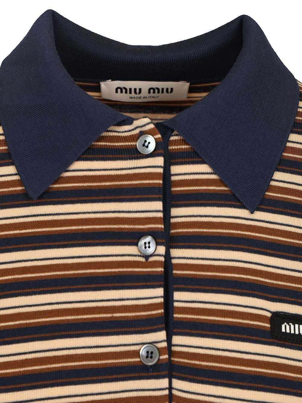 Miu Miu Striped wool knit polo shirt for Women - GB | Al Duca d'Aosta