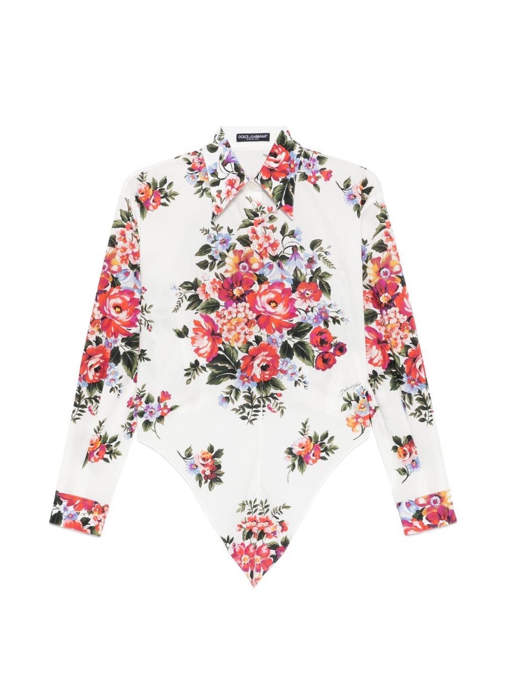 DOLCE&GABBANA カットソー トップス シルク 豪華 薔薇柄 36 Dolce & Gabbana Cotton shirt with a bouquet of flowers print for