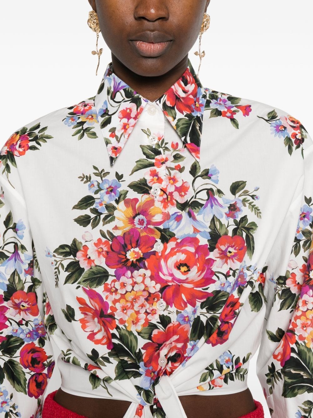 DOLCE＆GABBANAドルガバ フラワー柄ブラウス♥️Sov.がお好きな方も Dolce & Gabbana Cotton shirt with a bouquet of flowers print for