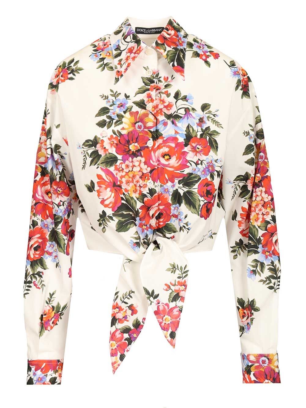 Dolce & Gabbana Cotton shirt with a bouquet of flowers print for