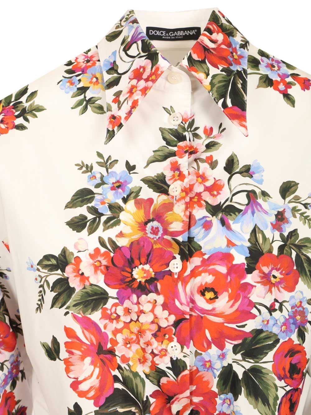 Dolce & Gabbana Cotton shirt with a bouquet of flowers print for