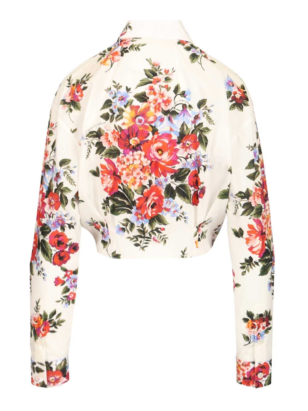 Dolce & Gabbana Cotton shirt with a bouquet of flowers print for