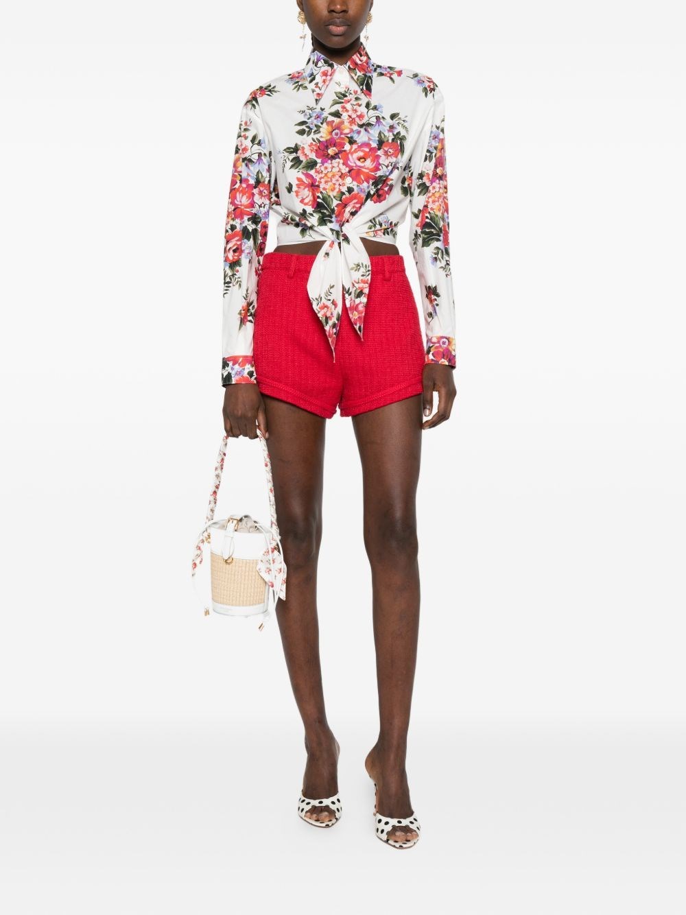 DOLCE&GABBANA カットソー トップス シルク 豪華 薔薇柄 36 Dolce & Gabbana Cotton shirt with a bouquet of flowers print for