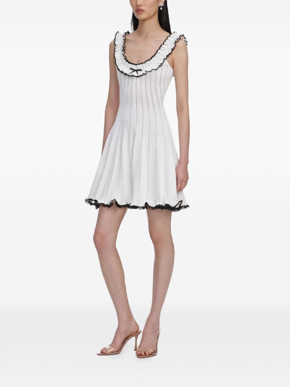Self-portrait White contrast trim knit mini dress for Women - US | Al Duca  d'Aosta