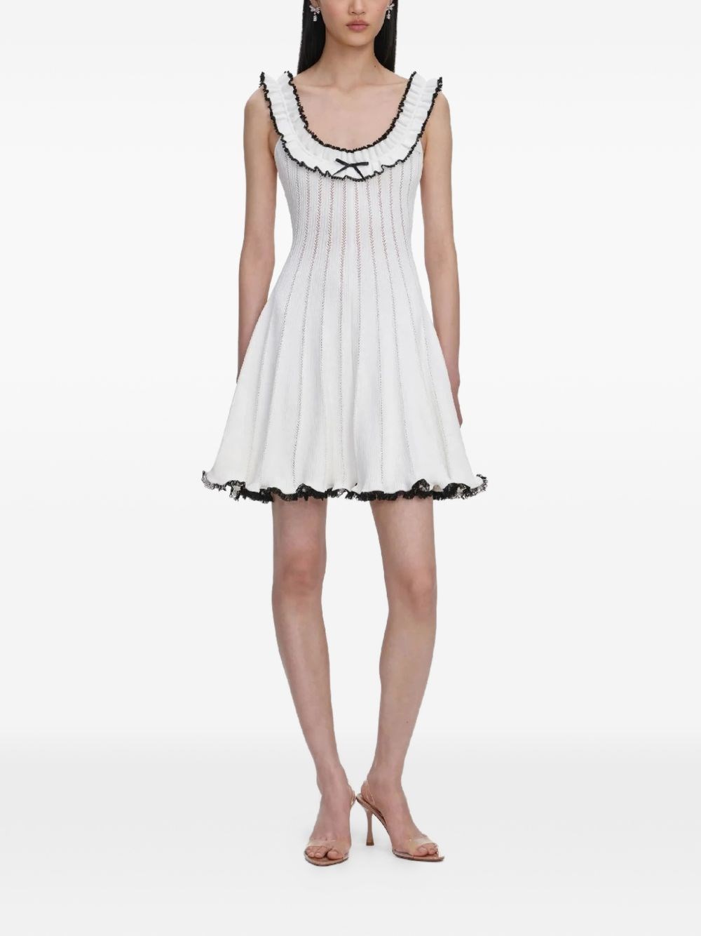 Self-portrait White contrast trim knit mini dress for Women - US | Al Duca  d'Aosta