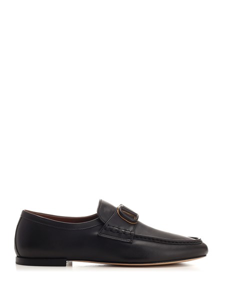 Valentino Garavani Black leather moccasin vlogo for Men - US | Al Duca ...